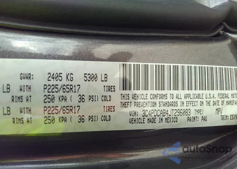 2018 Dodge Journey Se from USA, damaged, VIN 3C4PDCAB4JT296083